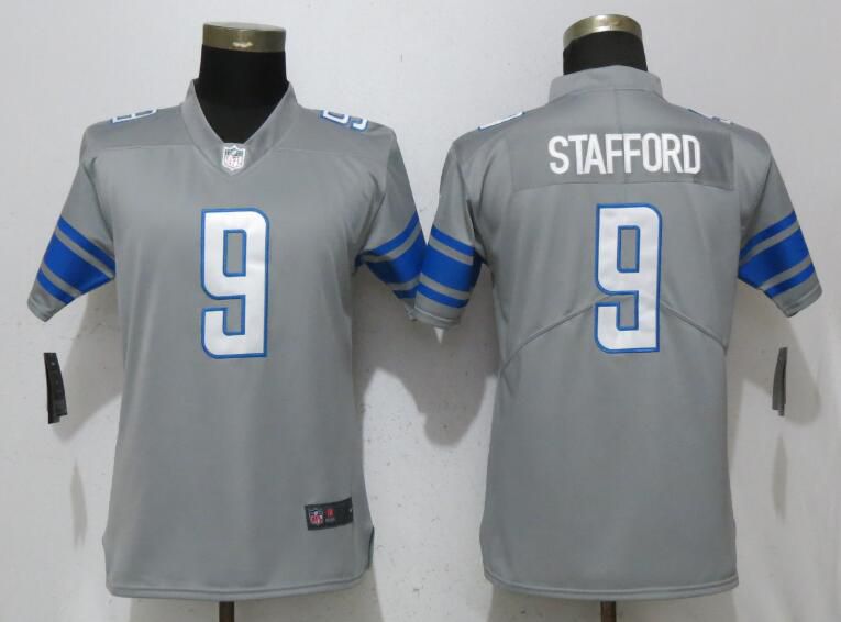 Women Detroit Lions #9 Stafford Gray Vapor Untouchable Player Nike Limited NFL Jerseys->women nfl jersey->Women Jersey